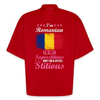 Romanian Gift funny saying Romania - Heavyweight Oversized Organic Boxy T-Shirt Made in EU - red - Front