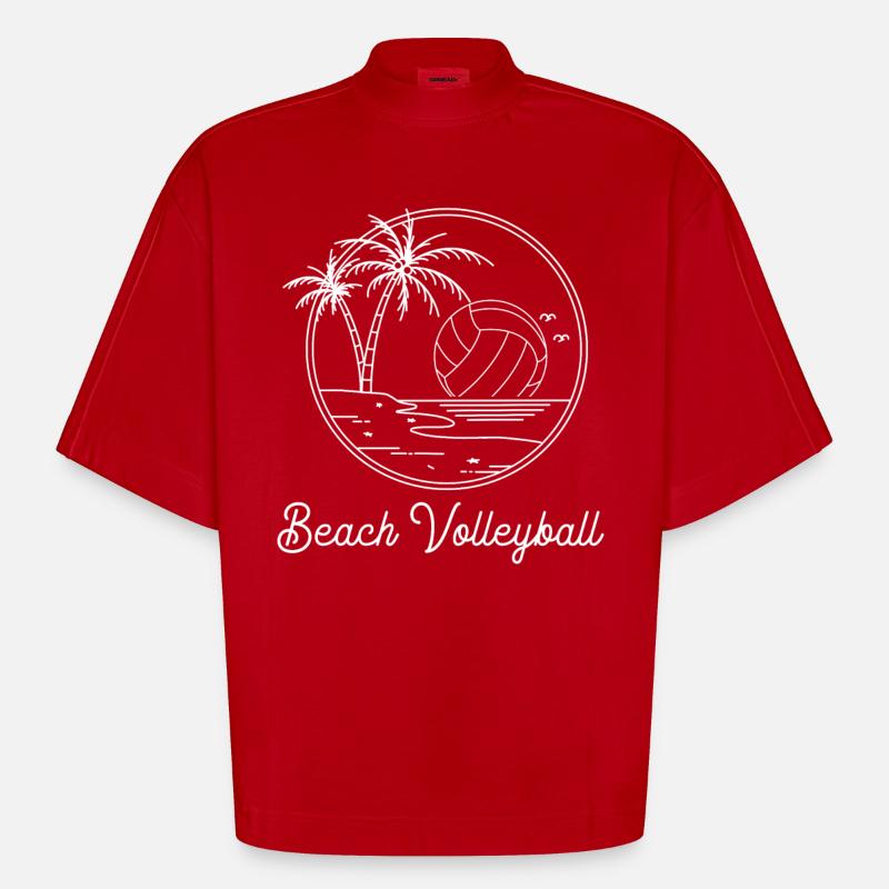 Beach Volleyball - Heavyweight Oversized Organic Boxy T-Shirt Made in EU - red