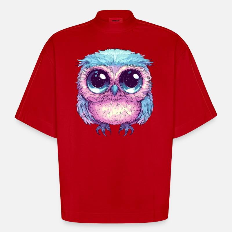 Süße Pastell Eule - Heavyweight Oversized Organic Boxy T-Shirt Made in EU - Rot