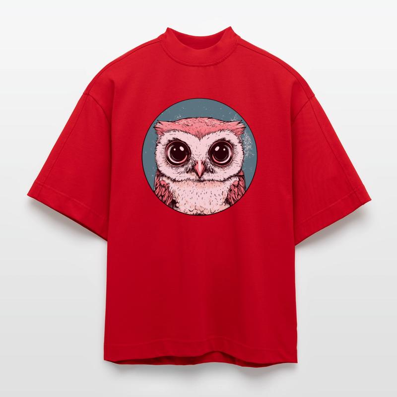 Große Augen Eule Heavyweight Oversized Organic Boxy T-Shirt Made in EU