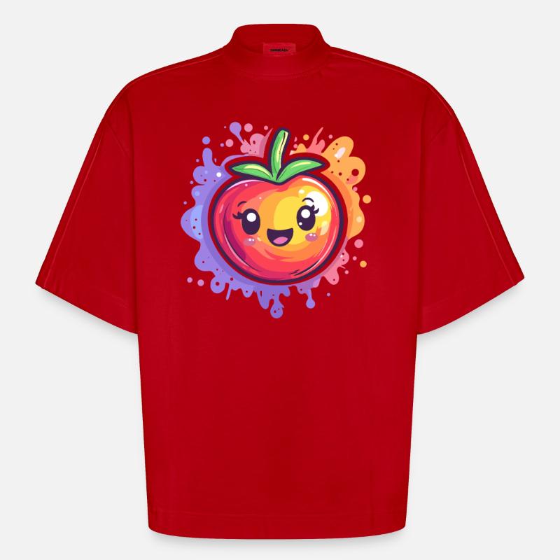 Tomate avec éclaboussure - T-shirt bio épais oversize Boxy fabriqué en UE - rouge