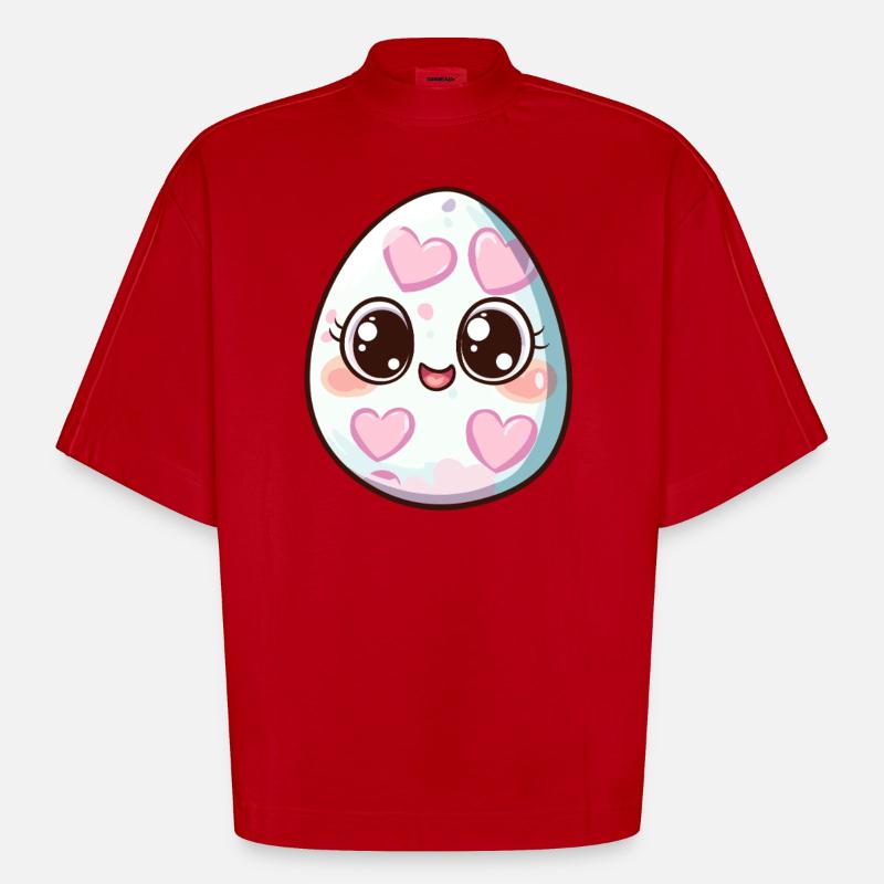 Süßes Ei mit Herzchen - Heavyweight Oversized Organic Boxy T-Shirt Made in EU - Rot