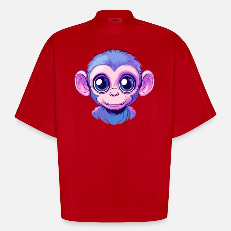 Bunter Affe Gesicht - Heavyweight Oversized Organic Boxy T-Shirt Made in EU - Rot