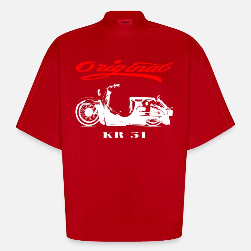 Simson Schwalbe GDR Moped - Heavyweight Oversized Organic Boxy T-Shirt Made in EU - red