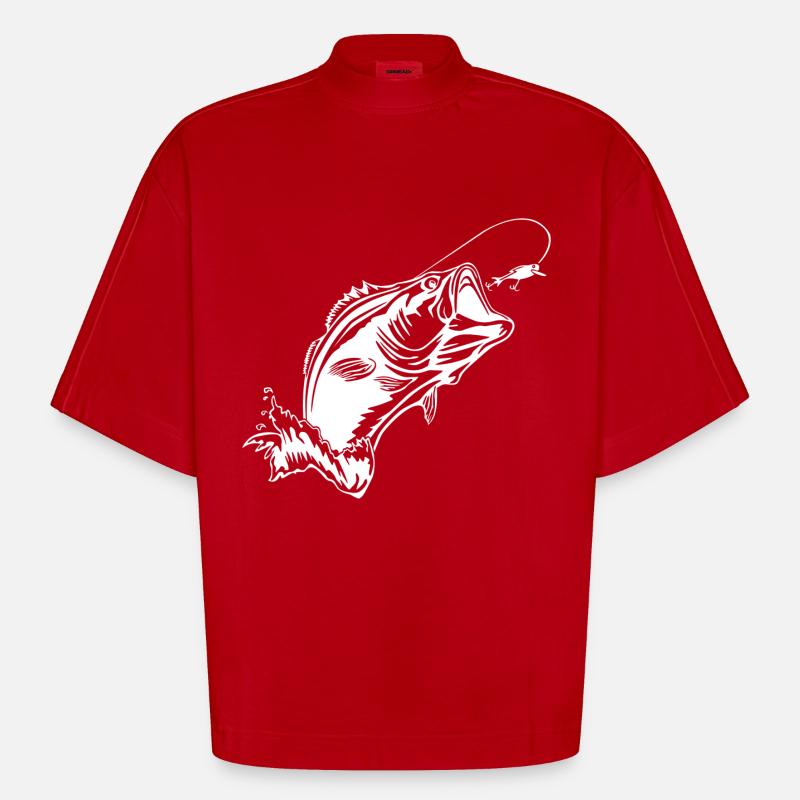 fish - Heavyweight Oversized Organic Boxy T-Shirt Made in EU - red