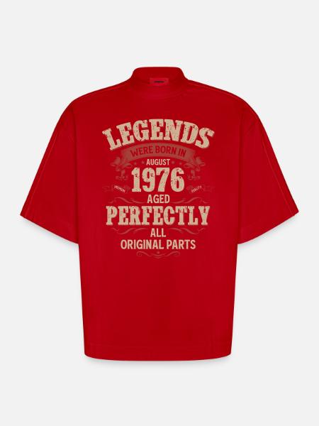 50e verjaardag legende augustus geboren in 1976 - Heavyweight oversized organic boxy T-shirt made in EU - rood