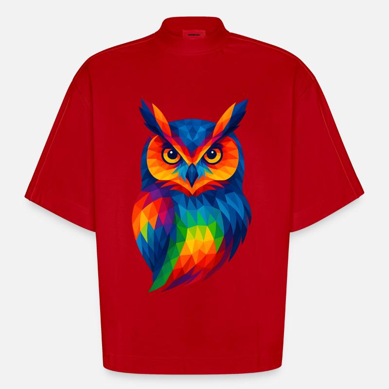 WPAP Stil Tiere - Eule - Heavyweight Oversized Organic Boxy T-Shirt Made in EU - Rot