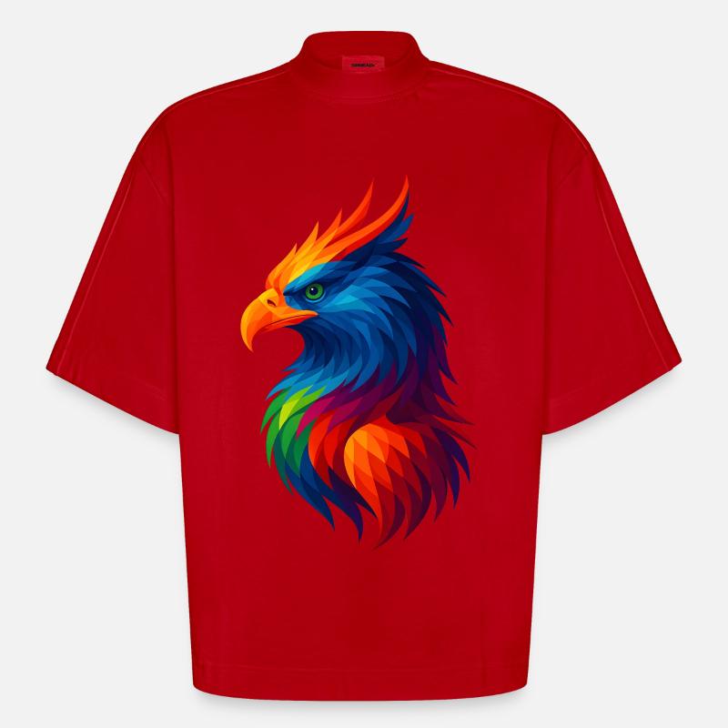 WPAP Stil Polygon Tiere - Greiff - Heavyweight Oversized Organic Boxy T-Shirt Made in EU - Rot