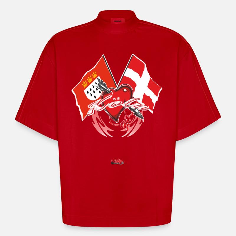 Cologne - montrer le drapeau - T-shirt bio épais oversize Boxy fabriqué en UE - rouge
