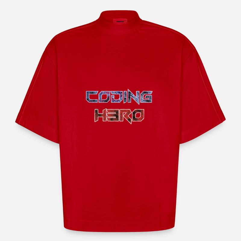 Coding Hero - Programmier-Held - Heavyweight Oversized Organic Boxy T-Shirt Made in EU - Rot
