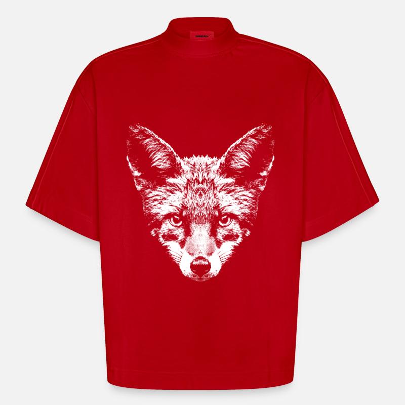 Fuchs / Fox / Kopf / Rotfuchs - Heavyweight Oversized Organic Boxy T-Shirt Made in EU - Rot