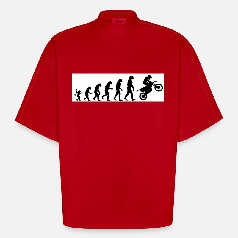 Evolution moto - T-shirt bio épais oversize Boxy fabriqué en UE - rouge
