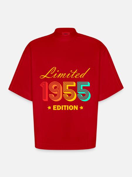 1955 Vintage 70 Compleanno Regalo Nato 1955 - Maglietta boxy ecologica oversize Heavyweight Made in UE - rosso