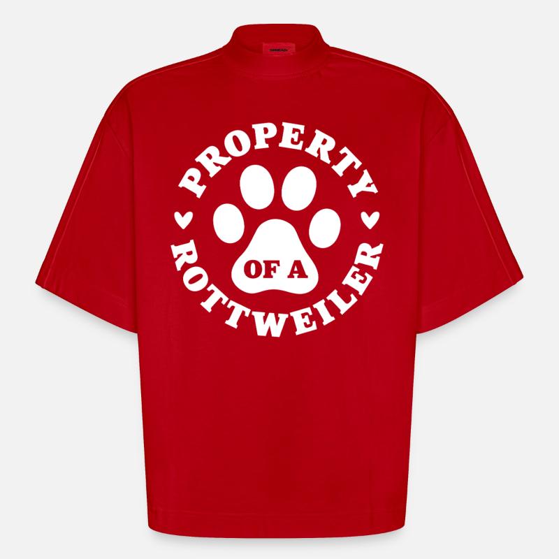 Eigentum eines Rottweilers - Heavyweight Oversized Organic Boxy T-Shirt Made in EU - Rot