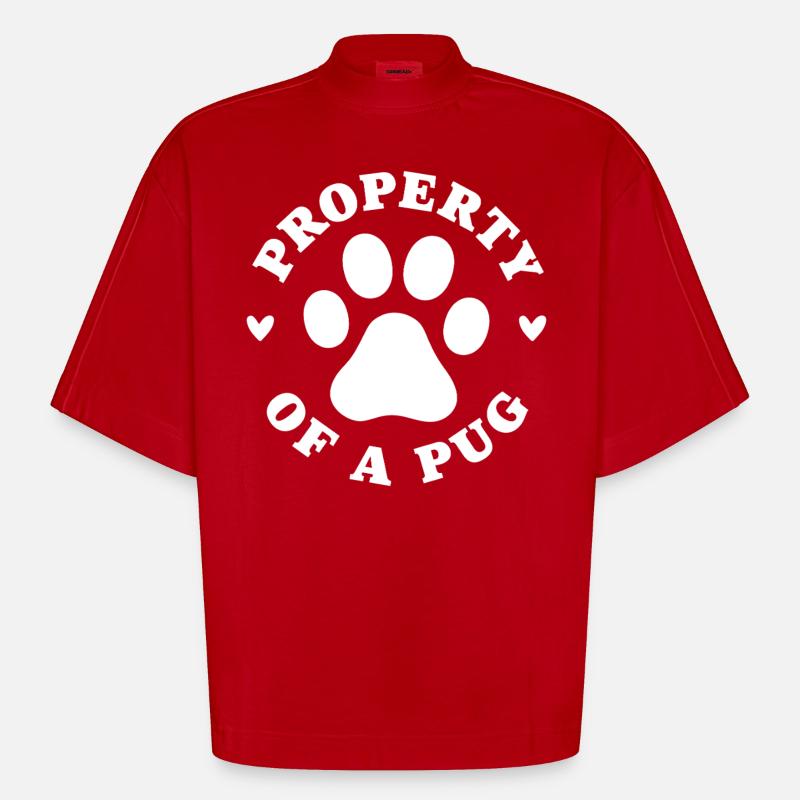 Eigentum eines Mops - Heavyweight Oversized Organic Boxy T-Shirt Made in EU - Rot