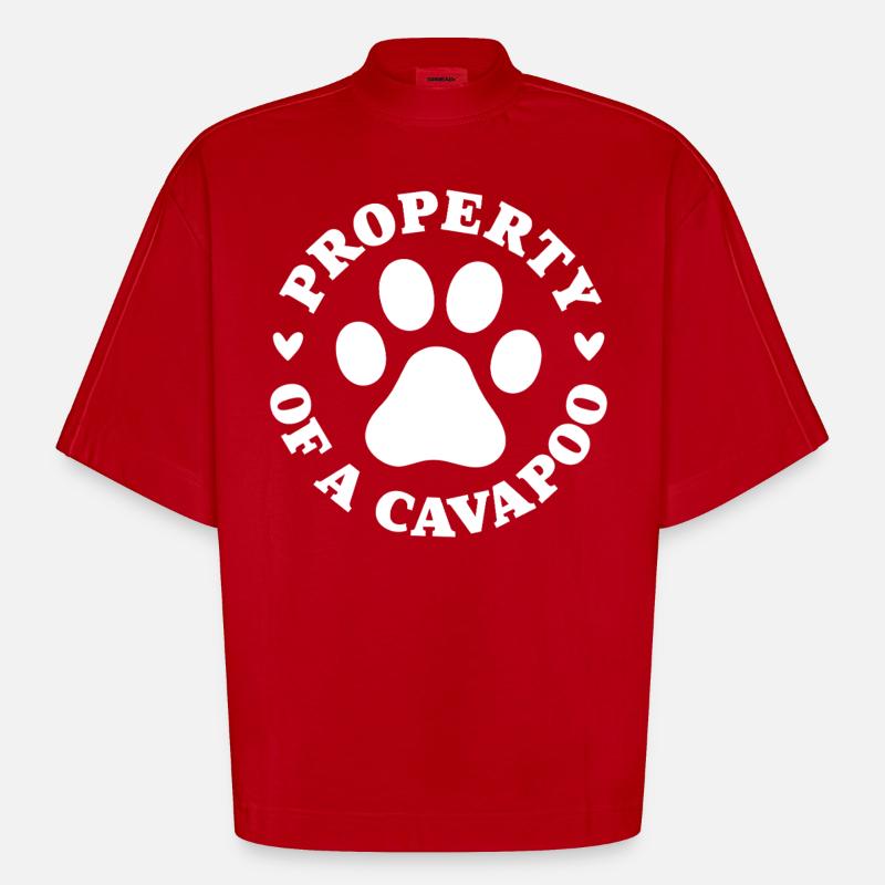 Eigentum eines Cavapoo - Heavyweight Oversized Organic Boxy T-Shirt Made in EU - Rot
