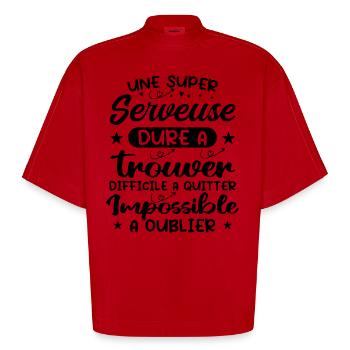 Une Super Serveuse - Cadeau serveuse - T-shirt bio épais oversize Boxy fabriqué en UE - rouge - Devant