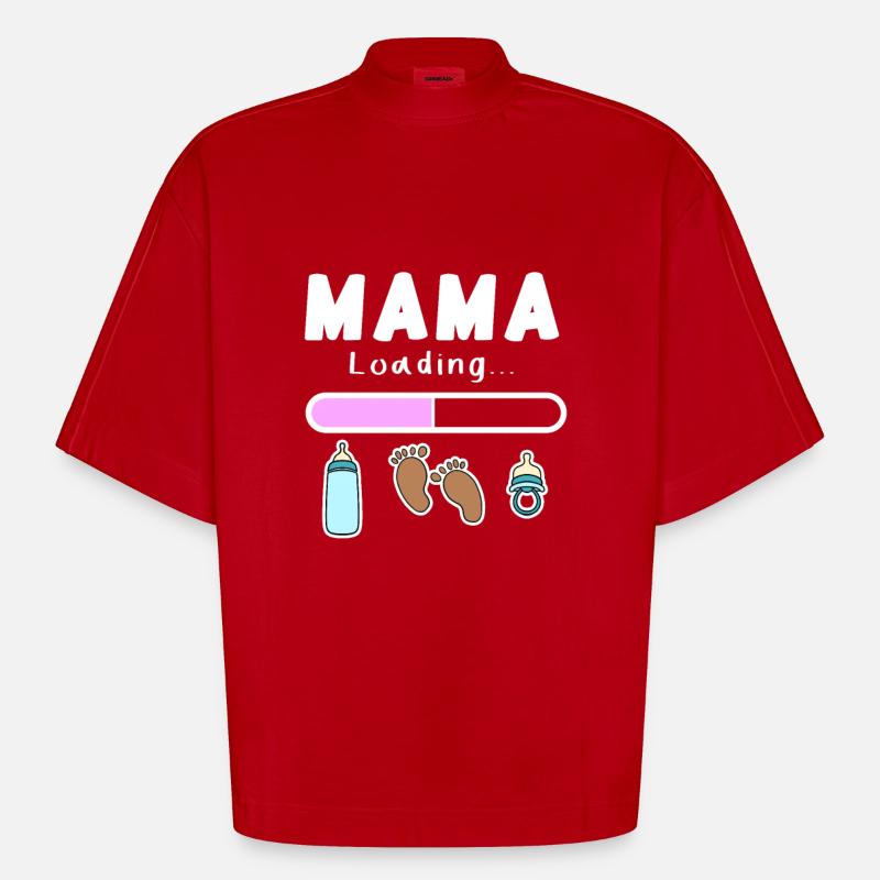 werdende Mutter - Mama wird geladen - Heavyweight Oversized Organic Boxy T-Shirt Made in EU - Rot