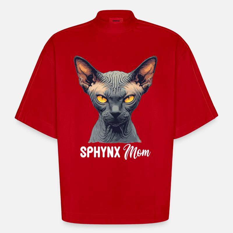 Sphynx Kitten Sphynx Cat - Heavyweight Oversized Organic Boxy T-Shirt Made in EU - red