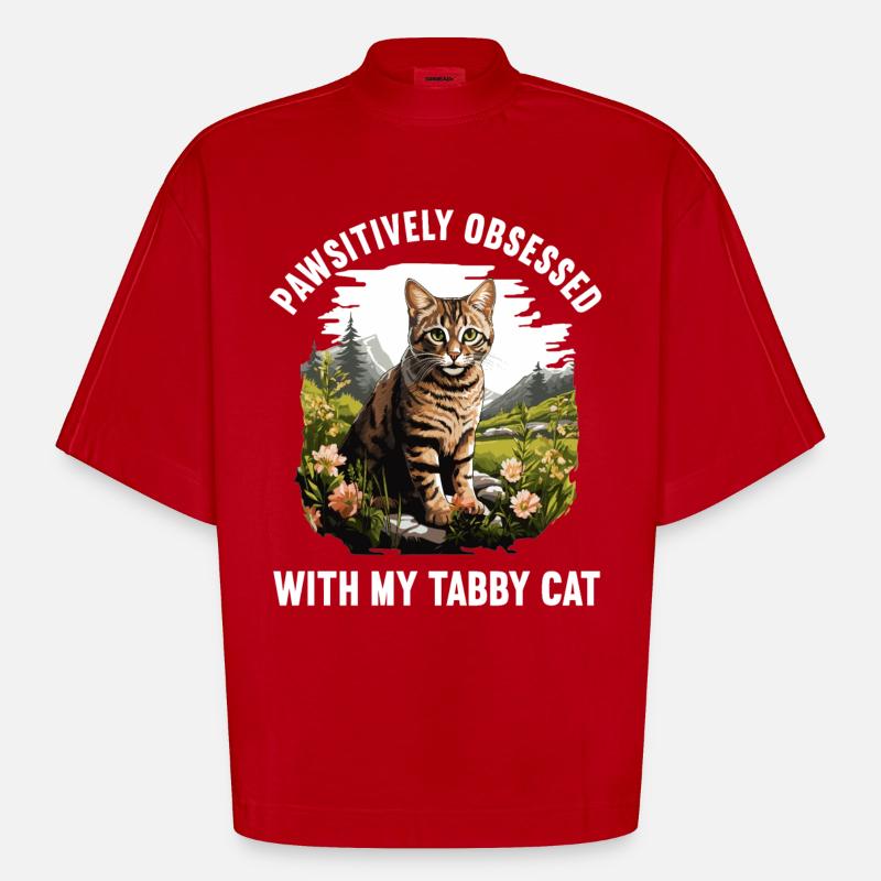 Tabby Kitten Tabby Cat - Heavyweight Oversized Organic Boxy T-Shirt Made in EU - red
