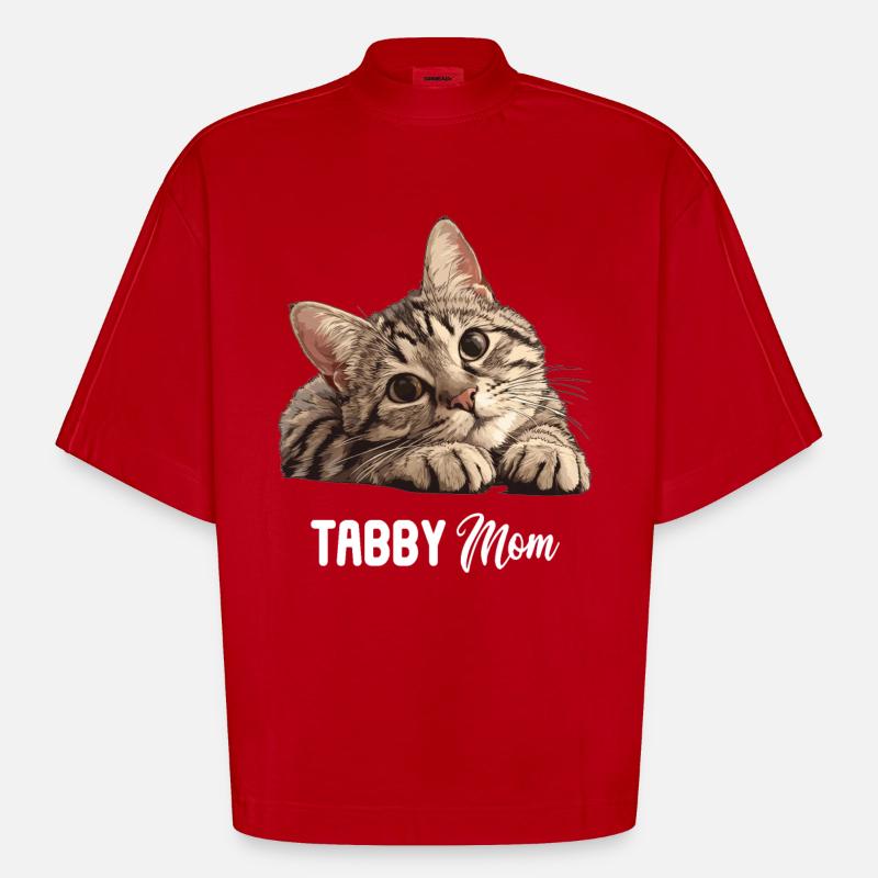 Tabby Kätzchen Tabby Katze - Heavyweight Oversized Organic Boxy T-Shirt Made in EU - Rot