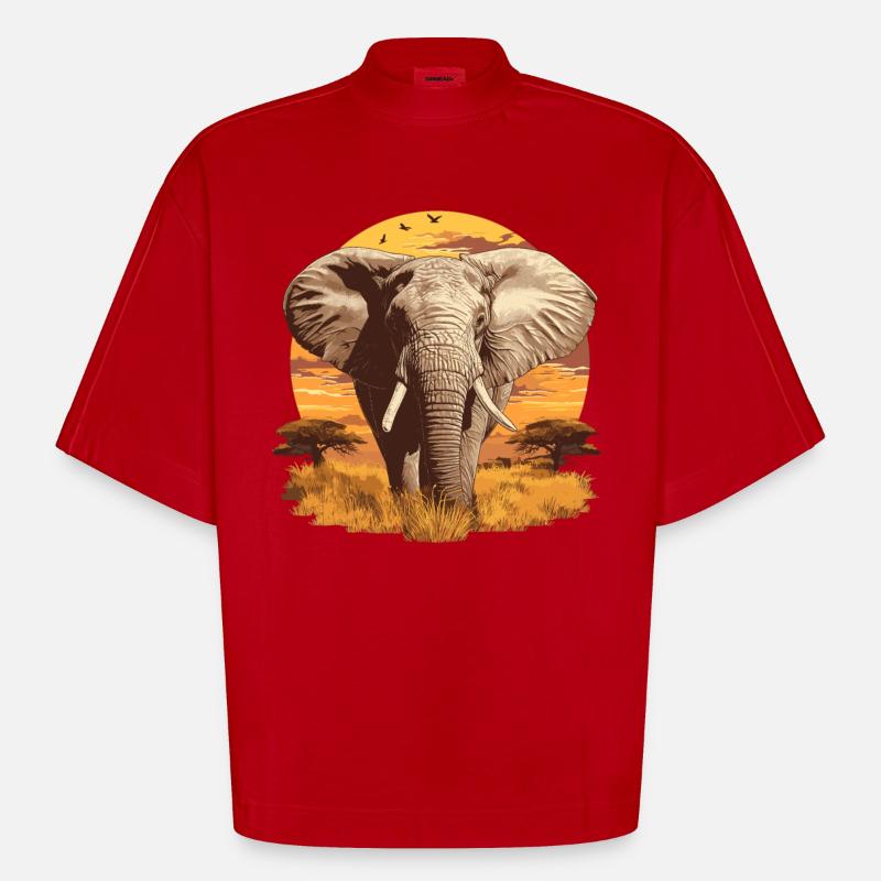 Éléphant Éléphant - T-shirt bio épais oversize Boxy fabriqué en UE - rouge