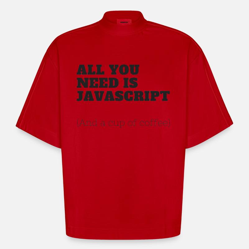 All you need is JavaScript - Heavyweight Oversized Organic Boxy T-Shirt Made in EU - red