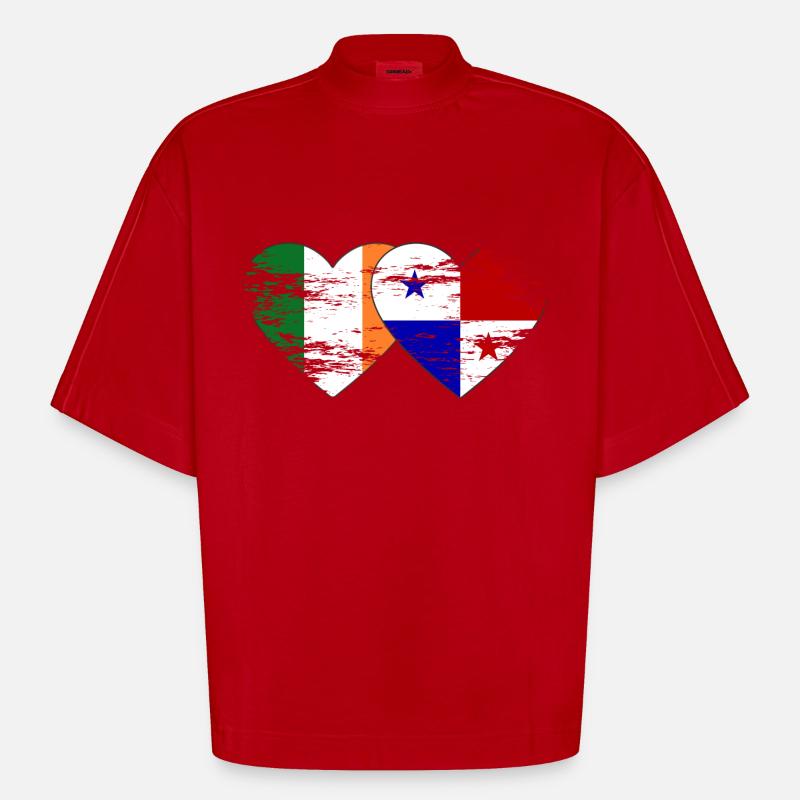 Irlande Drapeau du Panama utilisé - T-shirt bio épais oversize Boxy fabriqué en UE - rouge