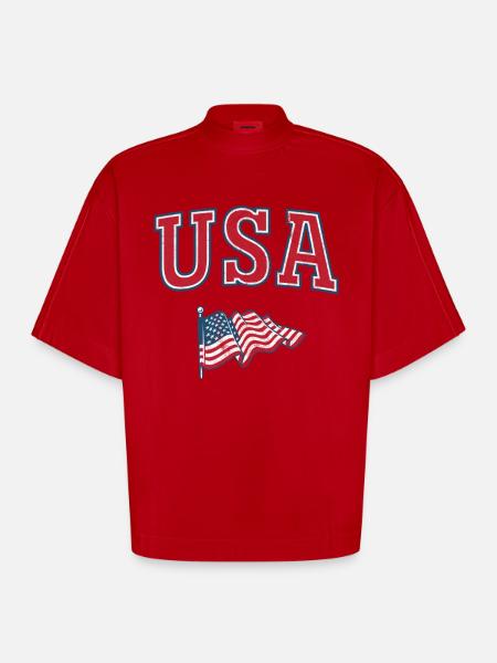 Flagge der USA - Heavyweight Oversized Organic Boxy T-Shirt Made in EU - Rot