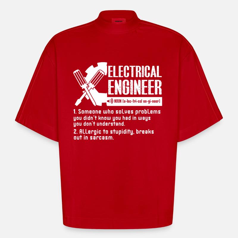 Electrical Engineer Definition - Heavyweight Oversized Organic Boxy T-Shirt Made in EU - red