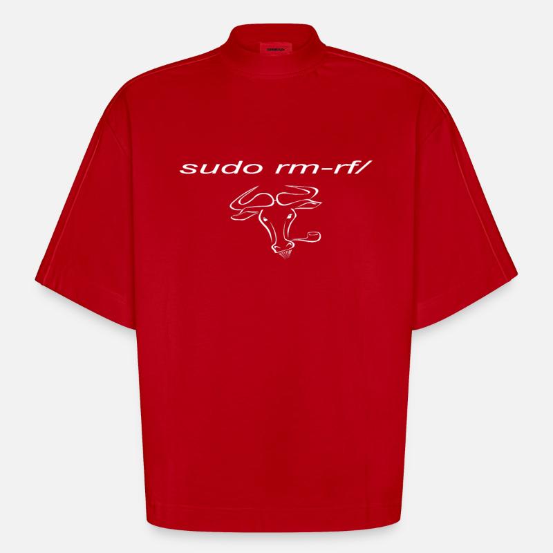 Linux Sudo mit Linux-Gnu - Heavyweight Oversized Organic Boxy T-Shirt Made in EU - Rot
