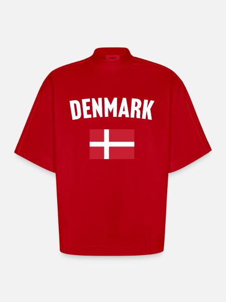 Danmarks flag - Heavyweight oversized organic boxy T-shirt made in EU - rød