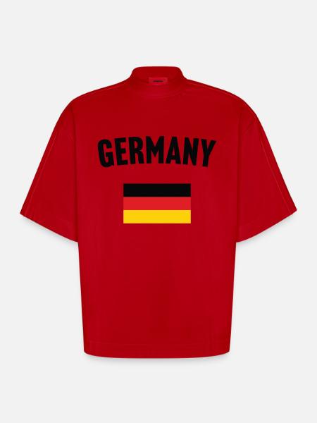 Germany Flag - Heavyweight Oversized Organic Boxy T-Shirt Made in EU - red