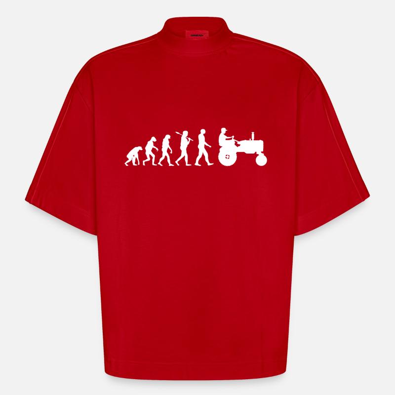 Landwirtschaft Traktor Evolution - Heavyweight Oversized Organic Boxy T-Shirt Made in EU - Rot