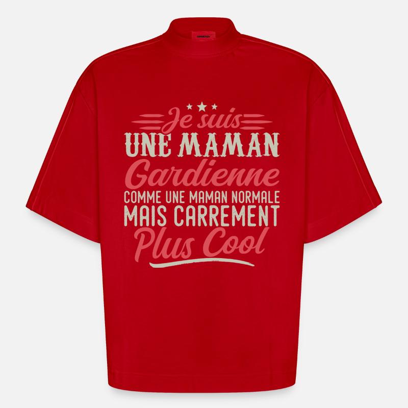 Ich bin Babysitter-Mama, ausgesprochen cool - Heavyweight Oversized Organic Boxy T-Shirt Made in EU - Rot