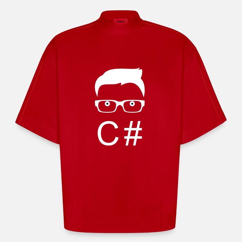 See Sharp C# C-Sharp - Heavyweight Oversized Organic Boxy T-Shirt Made in EU - red