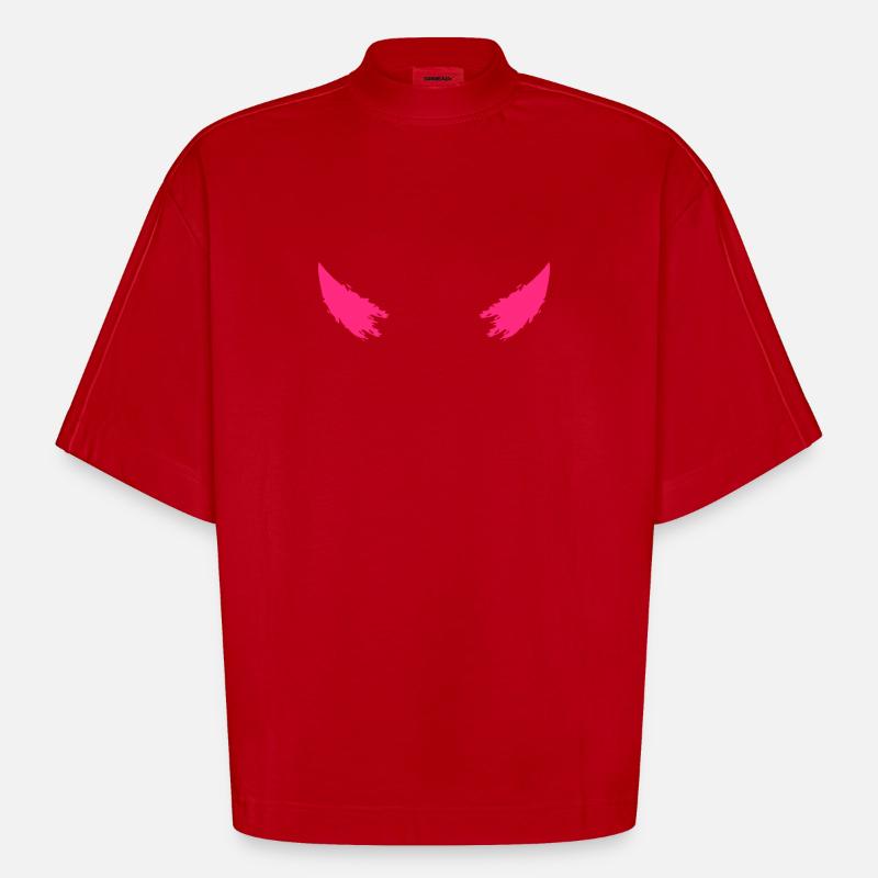 cornes diable - T-shirt bio épais oversize Boxy fabriqué en UE - rouge