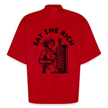 Eat the rich - Heavyweight Oversized Organic Boxy T-Shirt Made in EU - Rot - Vorne