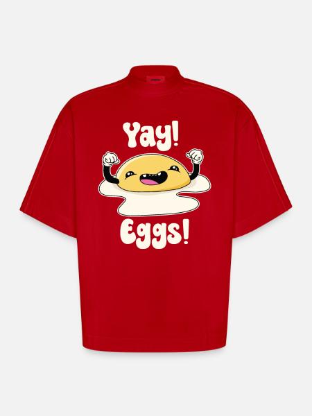 Juhu-Eier - Heavyweight Oversized Organic Boxy T-Shirt Made in EU - Rot