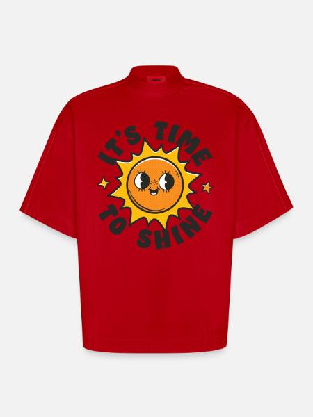 It's Time to Shine - Heavyweight Oversized Organic Boxy T-Shirt Made in EU - red