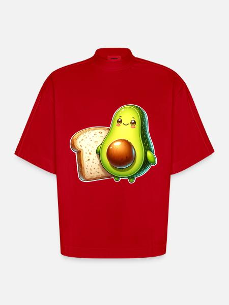Avocado Toast - Heavyweight Oversized Organic Boxy T-Shirt Made in EU - red