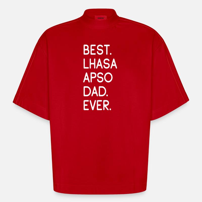 Lhasa Apso - Heavyweight Oversized Organic Boxy T-Shirt Made in EU - Rot