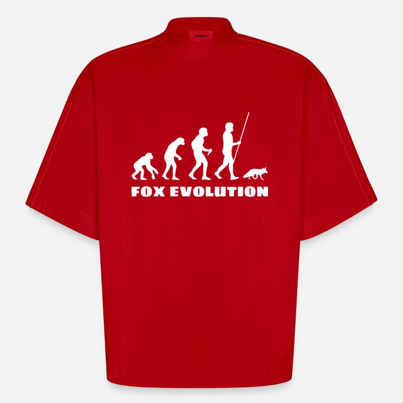 Fuchs Evolution - Heavyweight Oversized Organic Boxy T-Shirt Made in EU - Rot