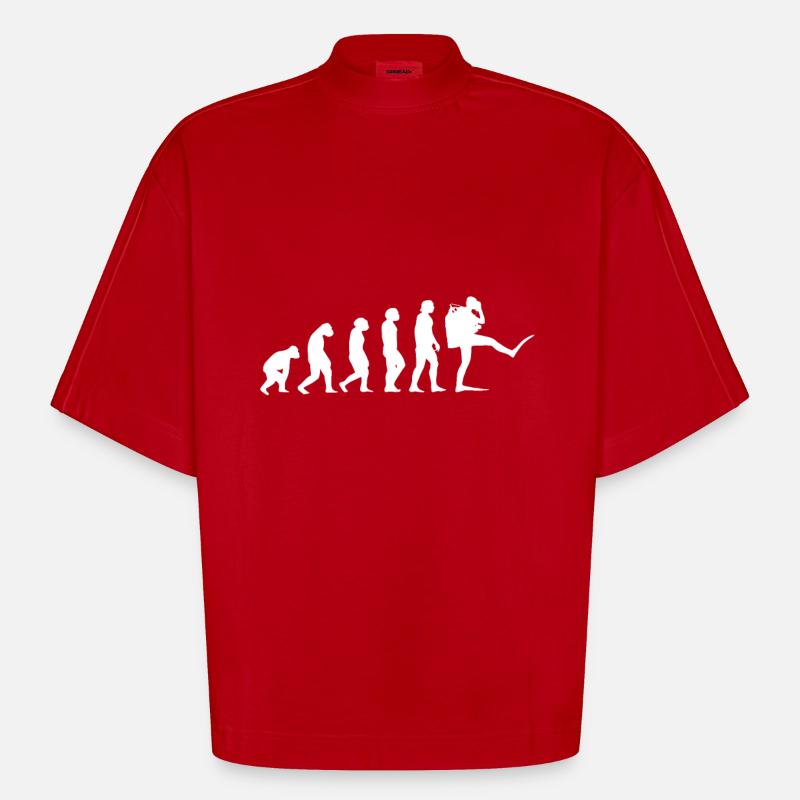Diving Evolution - Diver Gift - Heavyweight Oversized Organic Boxy T-Shirt Made in EU - red