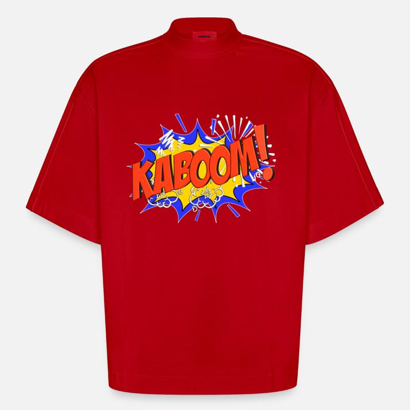 KABOOM Comic KABOOM! - Maglietta boxy ecologica oversize Heavyweight Made in UE - rosso