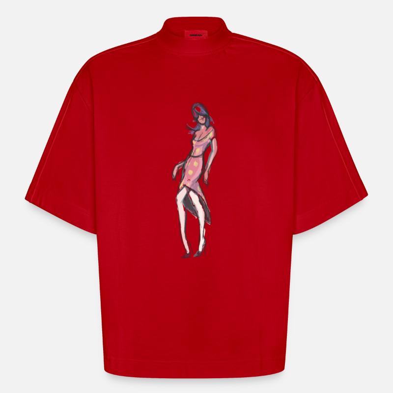 Modedesigner - Heavyweight Oversized Organic Boxy T-Shirt Made in EU - Rot
