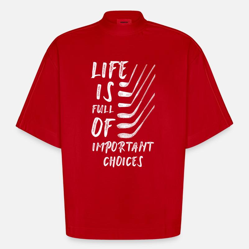 Cadeau de golf - T-shirt bio épais oversize Boxy fabriqué en UE - rouge
