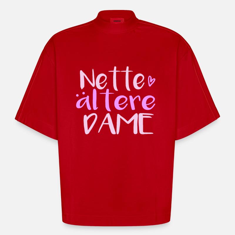 Nette ältere Dame - Heavyweight Oversized Organic Boxy T-Shirt Made in EU - Rot