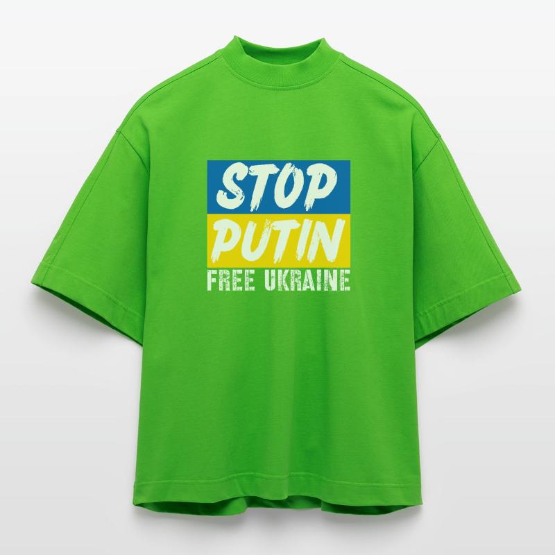 Arrêtez Poutine T-shirt bio épais oversize Boxy fabriqué en UE