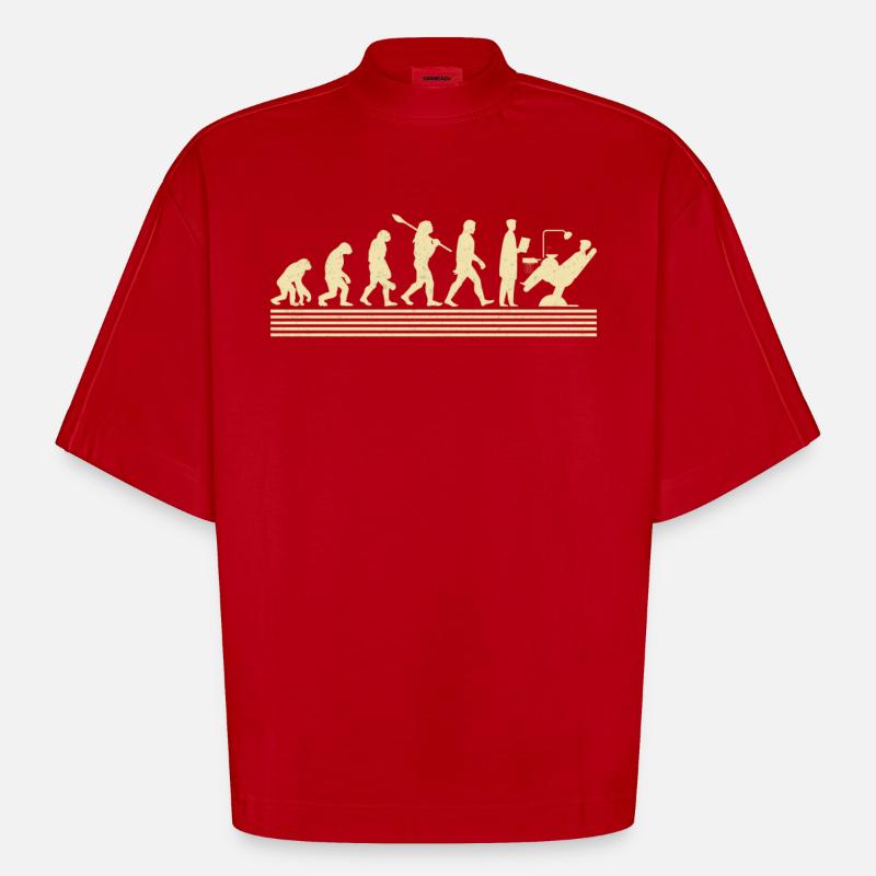 Dentist evolution - Heavyweight Oversized Organic Boxy T-Shirt Made in EU - red